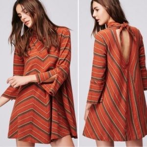 Free People New Romantics Adobe Striped Chevron Mini Swing Dress Boho